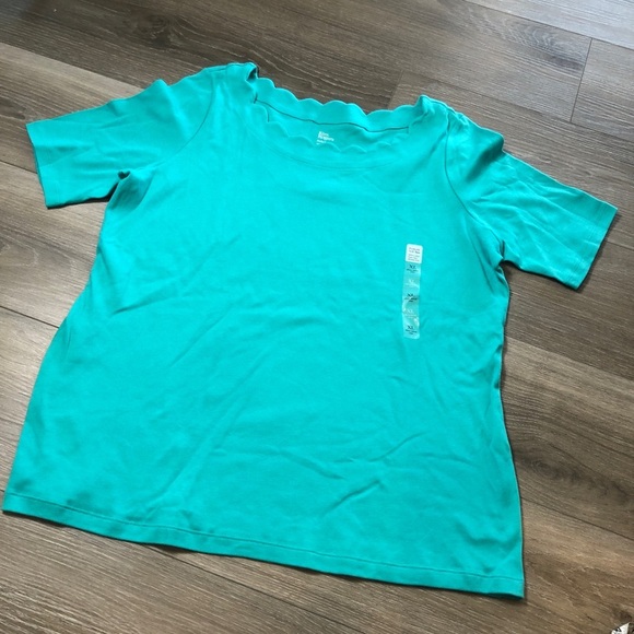 Kim Rodgers Perfectly Soft 100% Cotton Womens XL Scalloped Short Sleeve Shirts - Picture 5 of 8